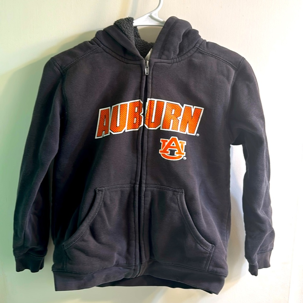Auburn University youth hoodie charcoal grey fleece lined size youth medium